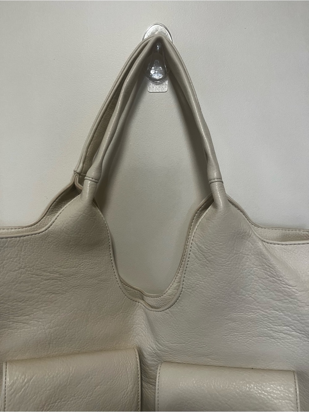 Urban Originals Cream Vegan Leather Tote Bag Large Slouchy Pocket Purse - Picture 3 of 13
